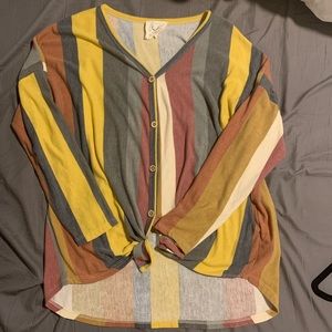 NWOT multicolored striped button down top